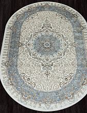 Пушистый ковер SAHARA 06066A L.BLUE FDY / CREAM HB Овал
