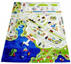 Детский развивающий игровой рельефный 3D ковер с городом и дорогами Городок арт.134Х180