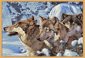 Шерстяной пейзажный ковер из Монголии Hunnu 6S1011 82 волки
