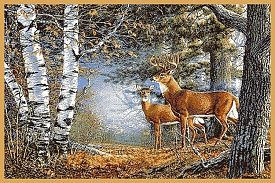 Шерстяной пейзажный ковер с изображением оленя Hunnu Олени 6S1032-122