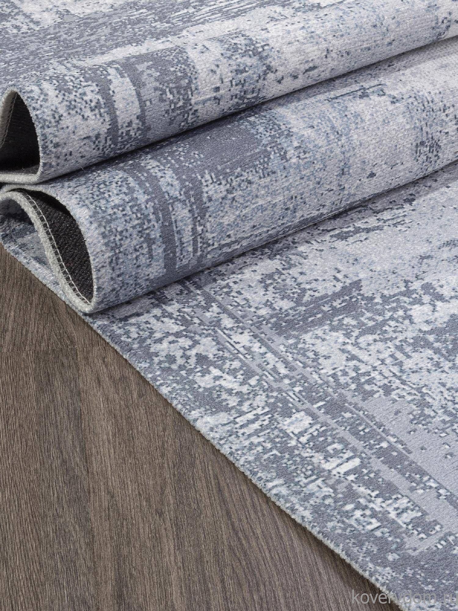 Ковер из полиэстера ЛОТУС AB074A СЕРЫЙ / СИНИЙ