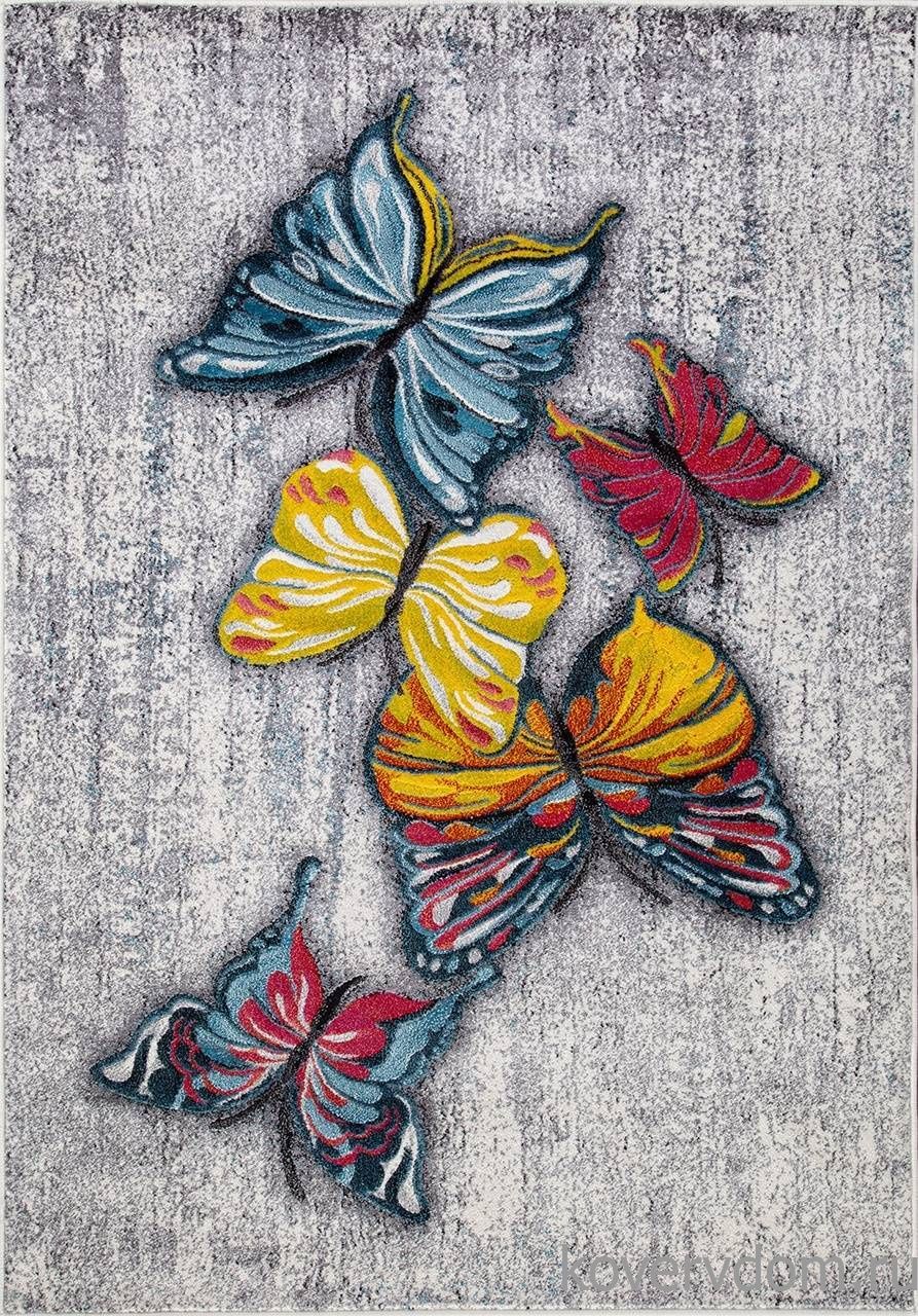 Ковер с бабочками RIO C064 GRAY-MULTICOLOR Ковер с бабочками RIO C064 GRAY-MULTICOLOR