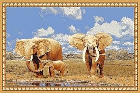 Шерстяной пейзажный ковер из Монголии Hunnu Слоны 6S1028-82