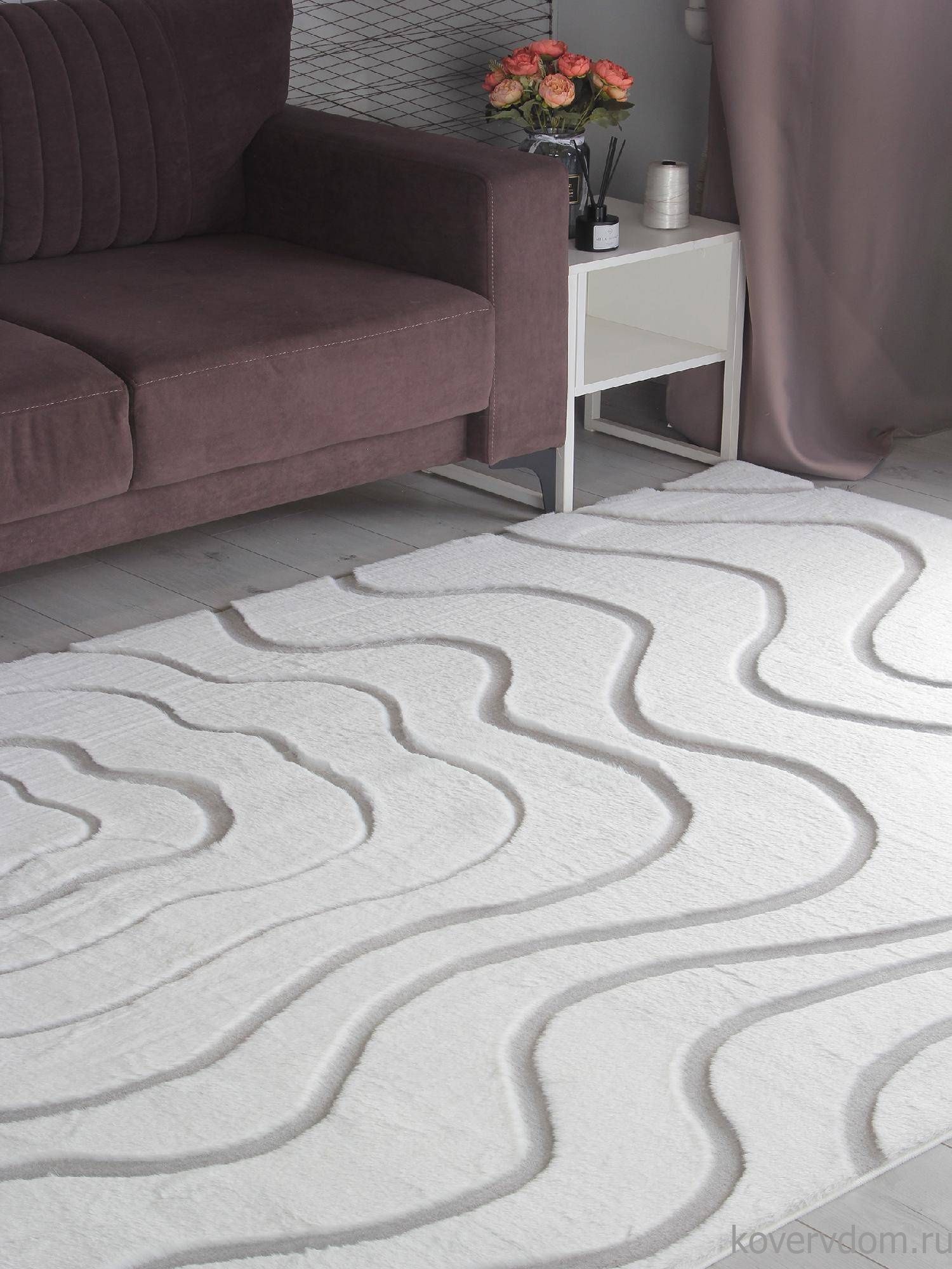 Ковер из искусственного меха RABBIT CARVING PX4004 CREAM / GREY